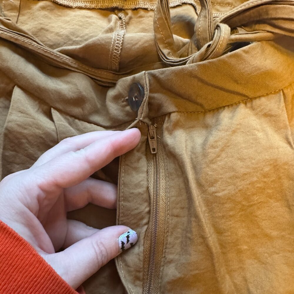 Lulus Tie Front Trouser Pants Brown Size Medium - Picture 11 of 15